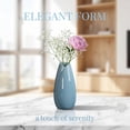 thumbnail image 4 of REGALWOVEN Modern Vase, Matte Ribbed Decorative Flower Vase for Desktop, Shelf & Bathroom, Minimalist Boho Home Decor Accent Blue 2.4"L x 2.4"W x 5.1"H, 4 of 4