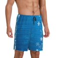 thumbnail image 2 of Honeii Blue Christmas Print Men's Pajama Sleepwear Shorts - a comfy pajama bottom and lounge short for Relaxed Home Wear-4X-Large, 2 of 6
