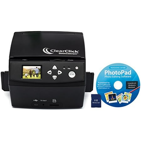 ClearClick 20 MP QuickConvert Photo, Slide, and 35mm Negatives To Digital Converter with PhotoPad Software & 8 GB