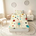 thumbnail image 4 of Manfei Mid-Century Atomic Starburst Twin Sheets, Abstract Theme Bedding, Beige Red Blue Black, Gray Reversible 3pcs1 Flat Sheet + 1 Fitted Sheet + 1 Pillowcase, 4 of 6