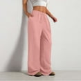 thumbnail image 6 of Pink Woman Pants Clearance Women's Solid Casual Pants Straight Leg Lightweight Loose Trousers with Pockets Pants for Women, 6 of 6
