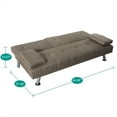 thumbnail image 2 of Maykoosh Low Profile Design: Convertible Folding Futon Sofa Bed Sleeper Couch for Living Room Upholstered Futon Sofa with Armrests, Metal Legs, 2 Cup Holders-Color:Gray,Fabric:Faux Leather, 2 of 2