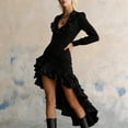 thumbnail image 5 of ClodeEU Women's V Neck Long Sleeve Dress with Ruffle Hem ,Trendy Casual High Waist Vacation Midi Dress Black,Womens Plus XL, 5 of 5