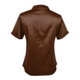 thumbnail image 7 of Endives Womens Satin T-shirt V Neck Short Sleeve T Shirt Elegant Blouse Womens Top Summer Outfits Brown, 7 of 7