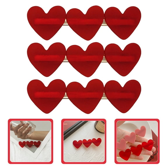NICEXMAS 3Pcs Heart Hair Pins for Women Plastic Red Hair Styling Outings