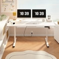 thumbnail image 3 of FunniHomi 60" x 24" Electric Height Adjustable Standing Desk with Hooks, Whole-Piece Desktop Cable Management Tray, and Built-in Power Outlet, Ergonomic Sit-Stand Desk for Home Office(2 Packages), 3 of 10