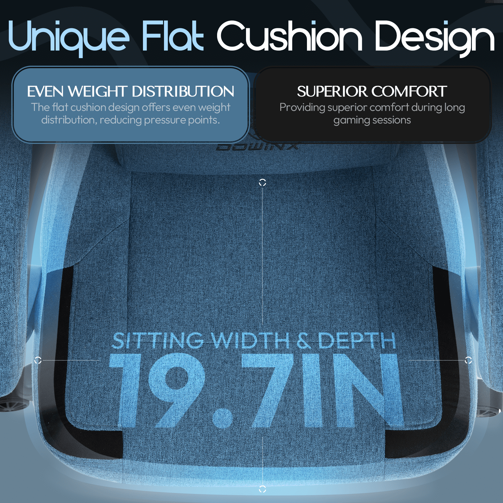 GOOSEA Fabric Gaming Chair with Pocket Spring Cushion, Breathable Computer Chair with Massage Lumbar Support and Footrest, High Back Office Chair for Adults, 300lbs, Blue