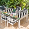 thumbnail image 2 of Easter Table Cloths for 3 Foot Rectangle Tables, Spring Rabbit Flowers Colorful Eggs Black Lattice Patio Waterproof Elastic Fitted Tablecloths, Washable Rectangular Table Cover for Camping, 2 of 8