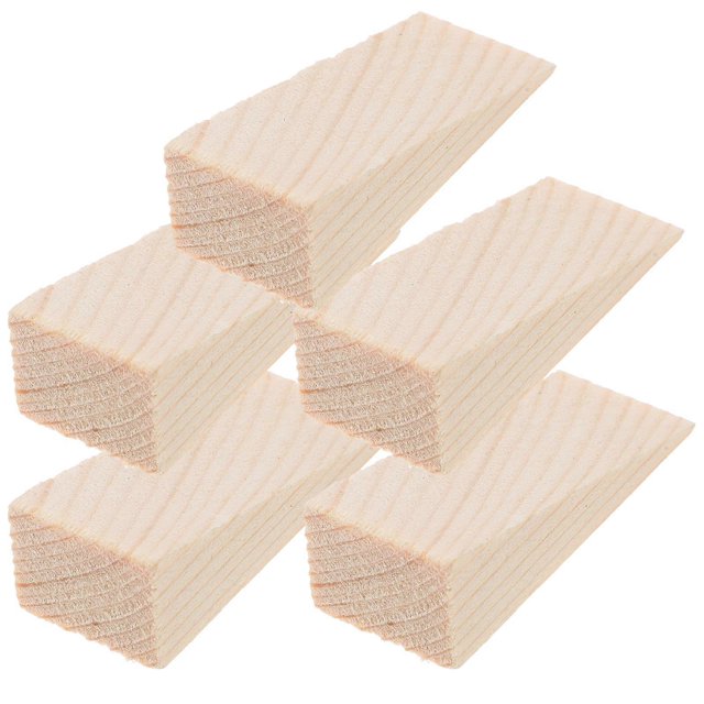 5Pcs Door Stop Sturdy Wooden Door Stopper Practical Triangular Wedges Heavy Duty Door Wood Stopper Household Wedge Door Holder for Home Store Use Size