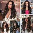 thumbnail image 5 of Phocas Long Curly Brown Wigs for Women 26inch Body Wave Highlight Blonde Wig, 5 of 10