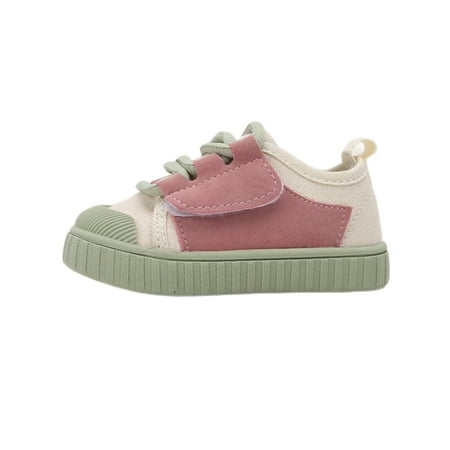 

Colisha Kids Casual Sneaker Low Top Walking Shoes Lace Up Canvas Sneakers Sport Comfortable Flats First Walker Skate Shoe Pink with Plush Lined 6.5C