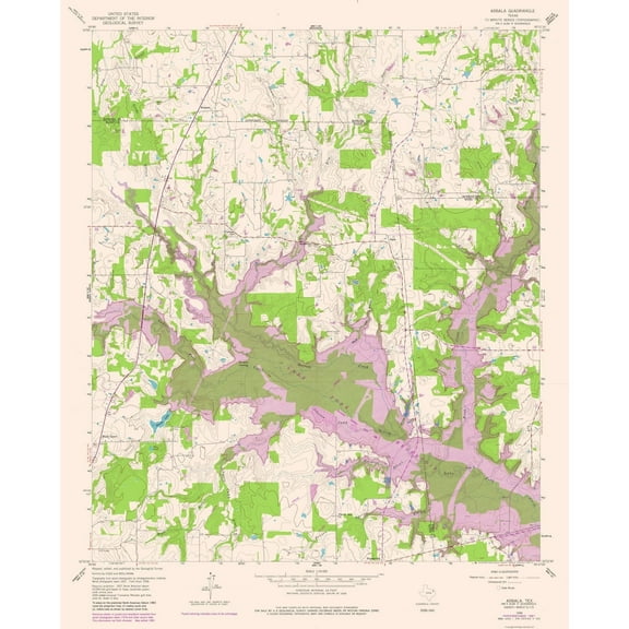 Topographical Map - Arbala Texas Quad - USGS 1958 - Vintage Wall Art