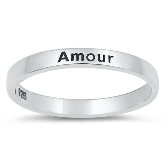 Amour Love Promise Stackable Script Ring 925 Sterling Silver Band Jewelry Female Male Unisex Size 4