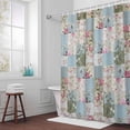 thumbnail image 6 of Blue Green Geometric Shower Curtain for Bathroom Decor, Pink Floral Waterproof Fabric Shower Curtain, 72"x84" Set with 12 Hooks, 6 of 9
