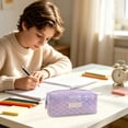 thumbnail image 5 of PYURTEP Pencil Case Glittery Rhombus Pattern Pencil Pouch Large Capacity Pencil Bag Portable Zipper Pouch for Stationery, School, Office, 5 of 7