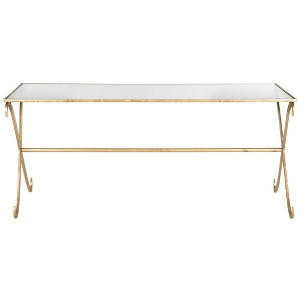 Safavieh Lavar Coffee Table Gold Tempered Glass Top Com Safavieh Lavar Coffee Table Gold, Safavieh Side Table Gold