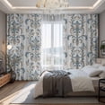 thumbnail image 2 of Blue Tan Flower Blackout Curtains for Bedroom/Living Room, Pinch Pleated Black Out Curtains, Abstract Vintage Ethnic Tribal Boho Room Darkening Window Drapes with Hooks 2 Panels, 39"x70", 2 of 8