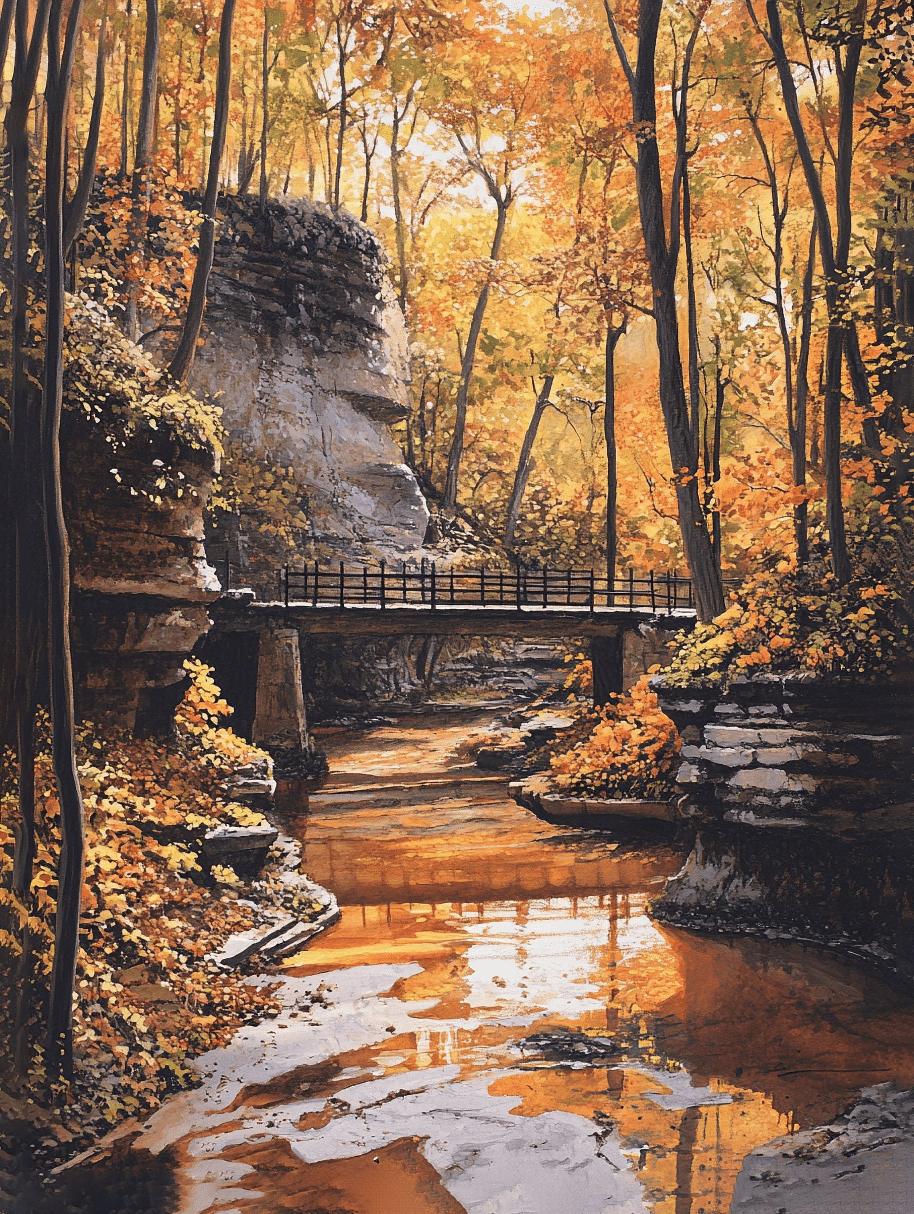 Serene Landscape River Rocks Canvas Painting， Suitable for Living