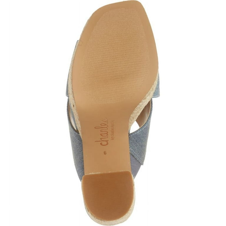 CHARLES BY Charles David Index Denim Platform Espadrille Sandals High Heel Mules Light Blue 9