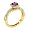 thumbnail image 3 of Aonejewelry 0.90 Ct. Ttw Diamond and Cushion Shaped Amethyst Ring in 10K Yellow Gold, 3 of 4