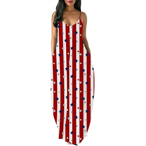 Txlixc Vestido de mujer cami Maxi, vestido largo sin mangas de cuello V con bolsillo Txlixc moda