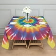 thumbnail image 3 of Colorful Rainbow Tie Dye Spiral Pattern Square Tablecloth,Waterproof Square Table Cover,Wipeable Spillproof Washable Table Cover for Home Kitchen Party Decor 52"x52"(132x132cm), 3 of 6