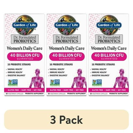 (3 pack) Garden of Life Dr. Formulated Women’s Probiotics Vitamins for Digestive Gut Health and Immune Support, 30 Count