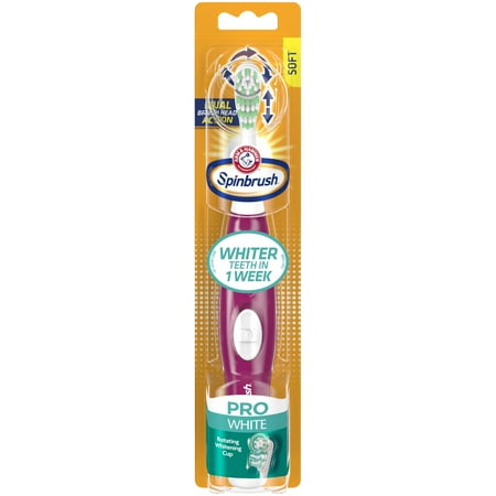 Arm & Hammer Spinbrush Pro White Battery Toothbrush, Soft, 1 Count
