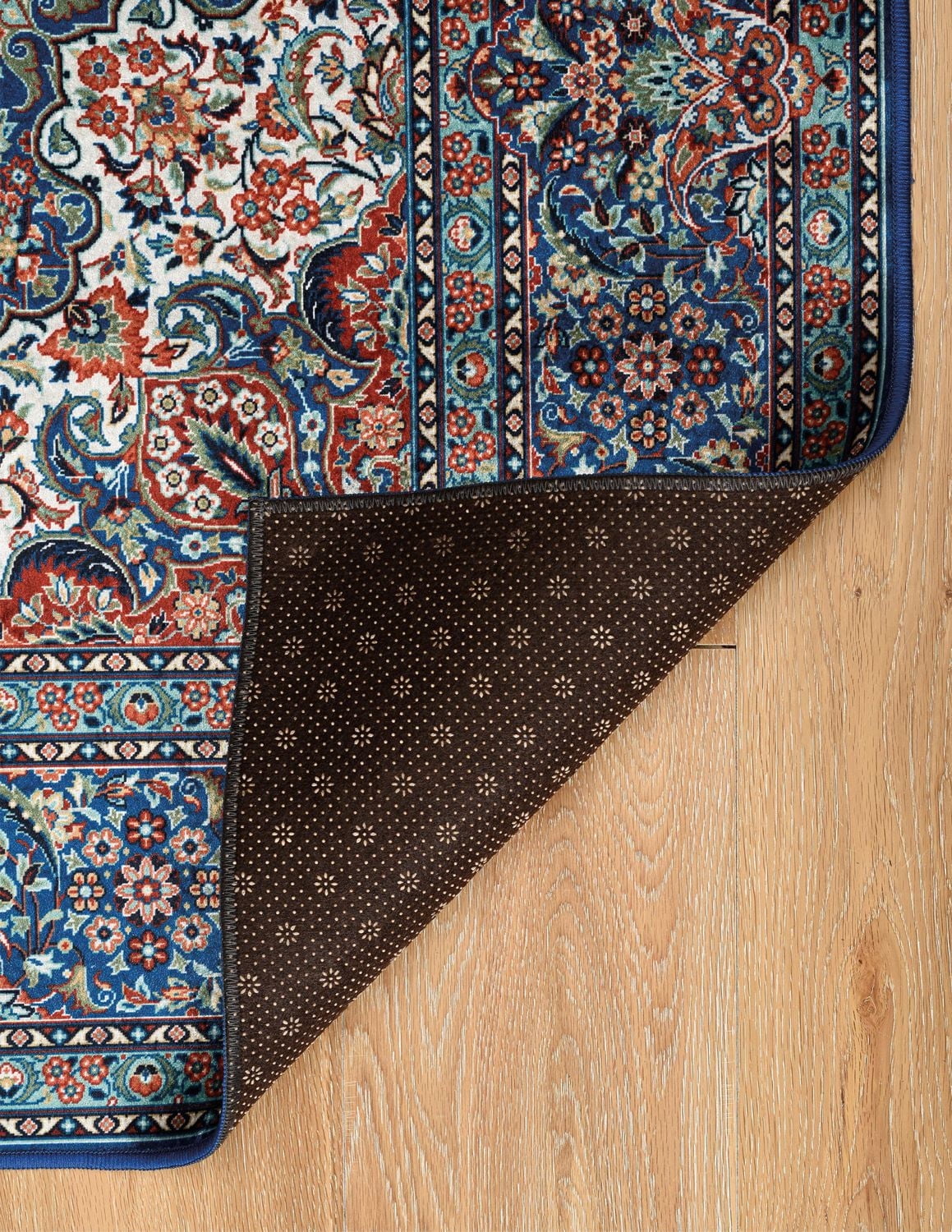 Tapis d'appoint Emerald Landis ivoire & bleu de 3 pi 3 po x 5 pi