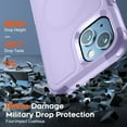 thumbnail image 4 of Magnetic for iPhone 14 Case(Compatible with MagSafe)(12FT Military Grade Drop Protection) 2X Tempered (Glass Screen+Camera Lens Protector) Shockproof Phone Case 6.1 inch, Light Purple, 4 of 14