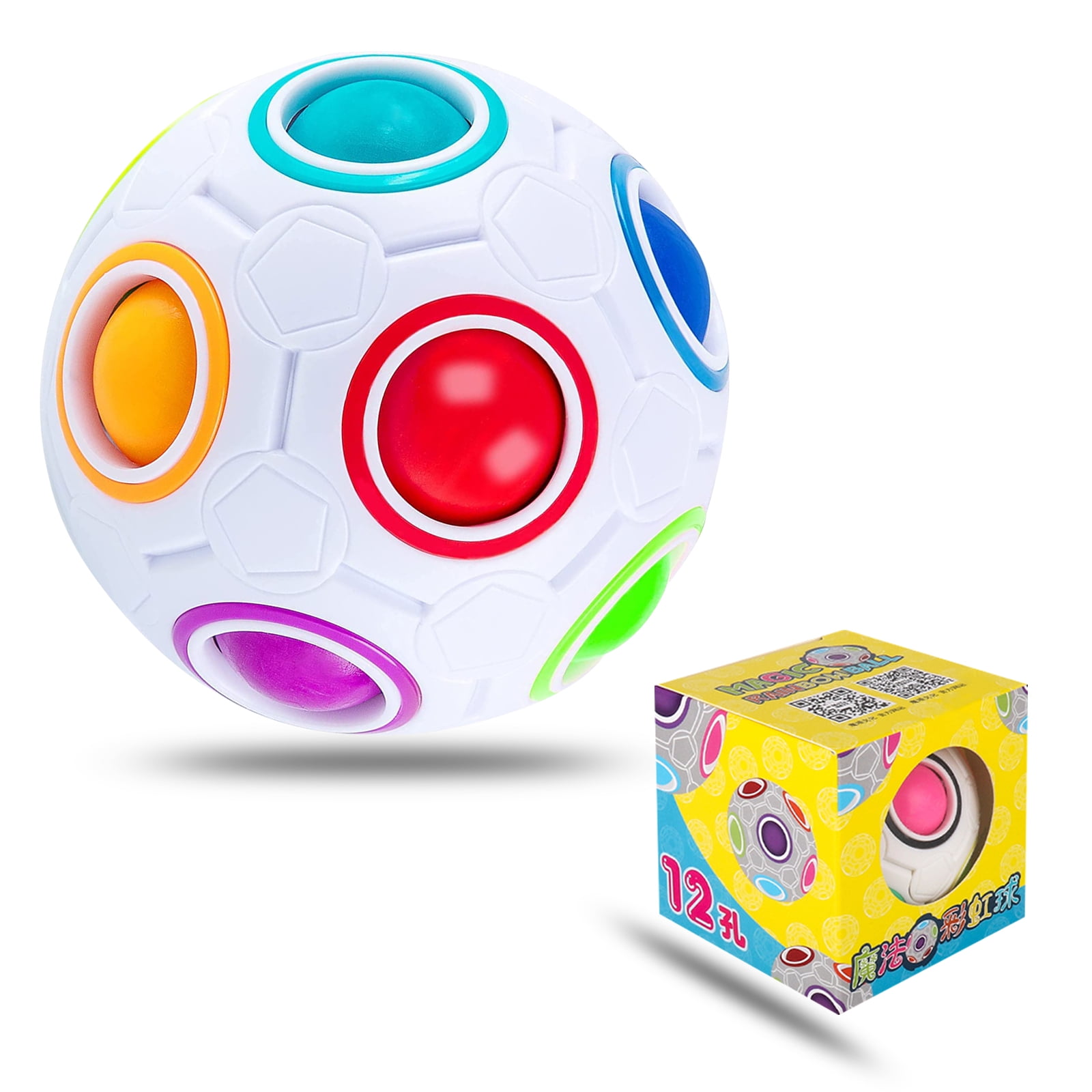 Magic Ball Brain Memory Toy 12-Hole Magic Rainbow Puzzle Ball Intellectual Game Toy to Relieve Stress Color 