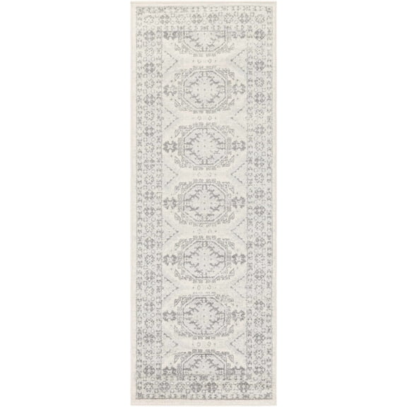 BoutiqueRugs Moundsville Bohemian, Transitional Runner Rug - Sage, Charcoal, Peach - 2'7" x 7'3" Runner