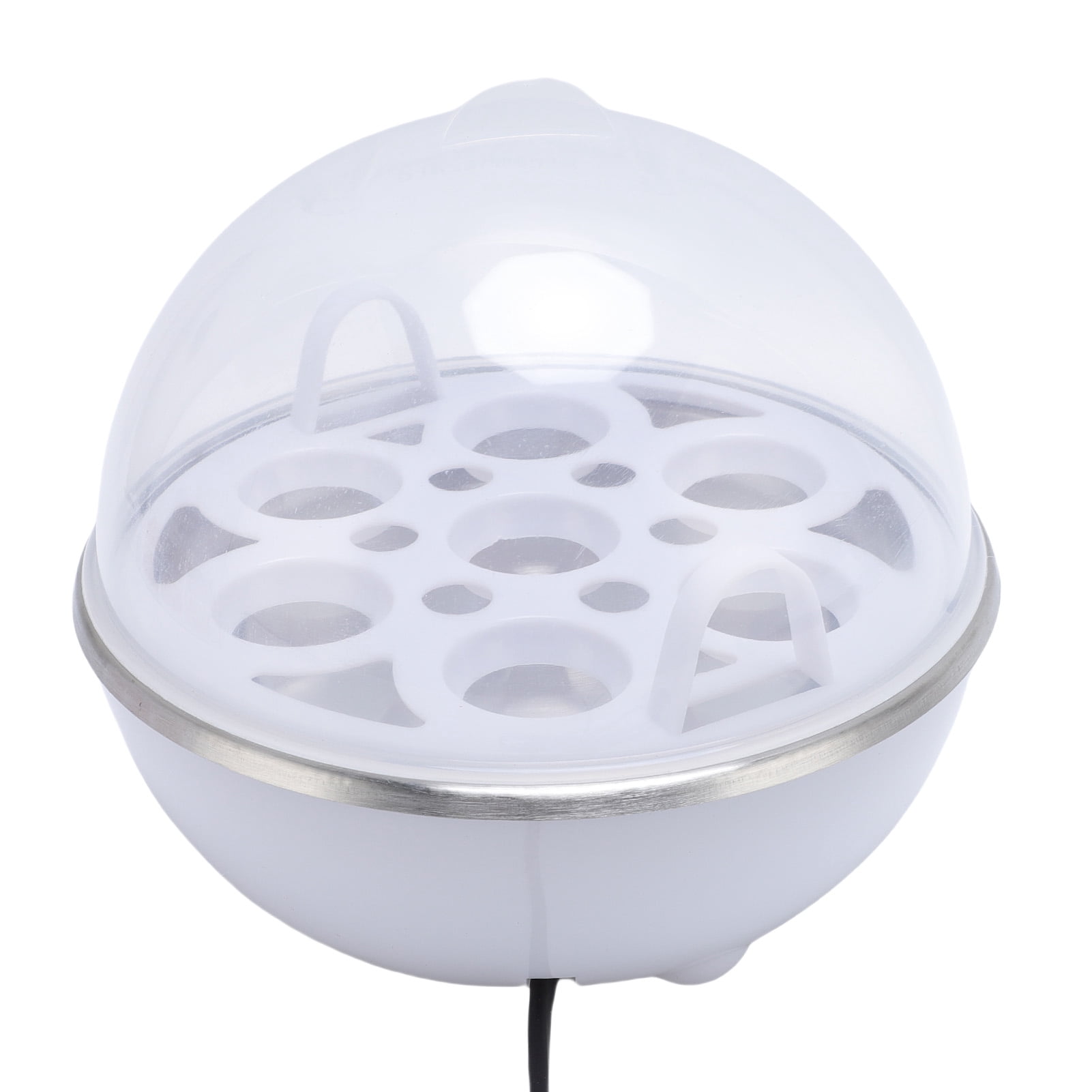 Rupoun Portable Rapid Egg Boiler, 7 Capacity Automatic Egg Steamer, 350W Electric Egg Cooking Machine for Healthy Snacks, White - 6.3 inches / 16 cm