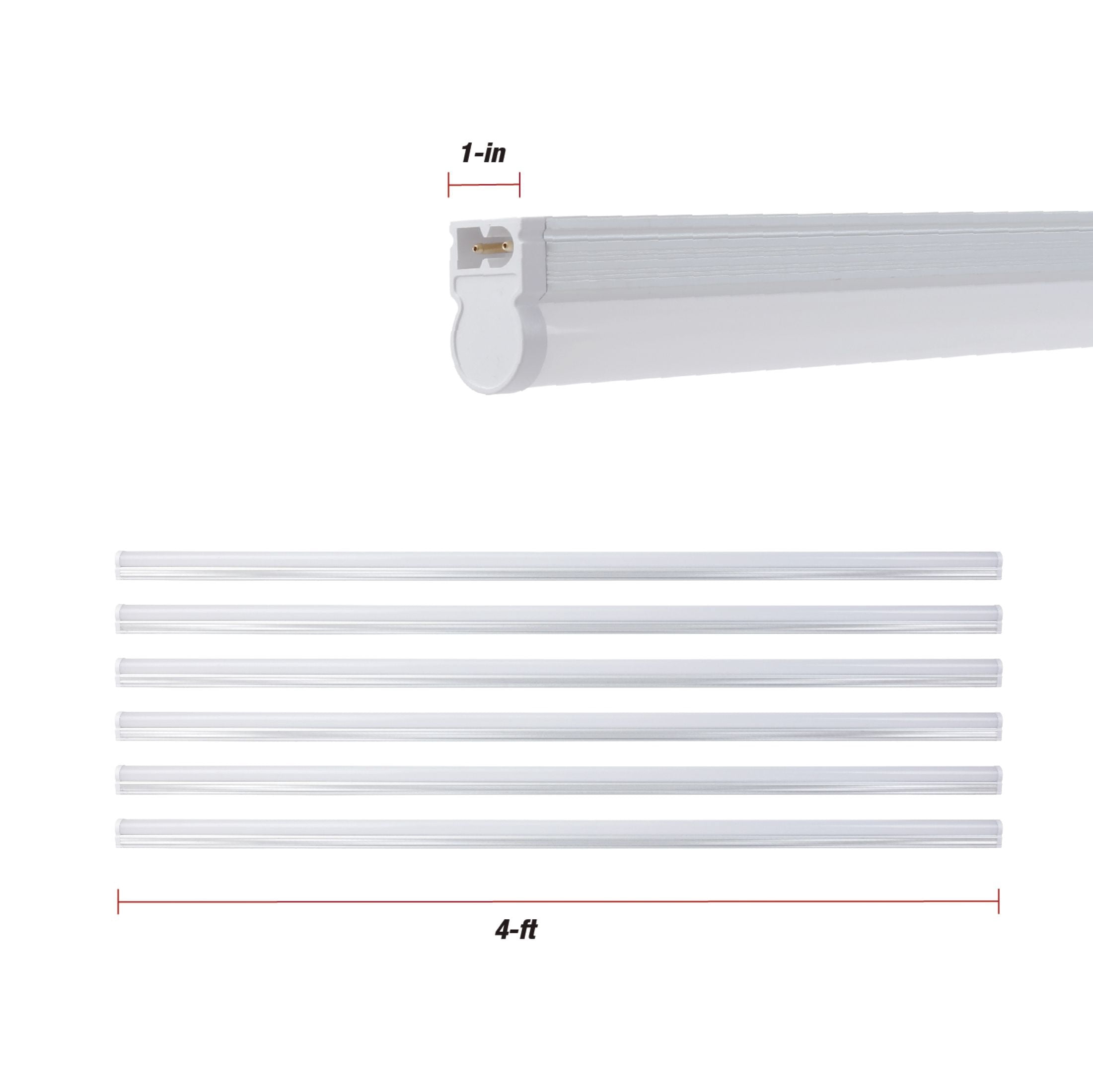 Hyper Tough LED 2500 Lumens 4-Foot T5 Dimmable Shop Lights, Pack of 6