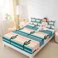thumbnail image 4 of Feelyou Western Cactus Plant Queen Sheet Sets for Kid, Rustic Farmhouse Flat Sheet, Modern Art Stripes Queen Fitted Sheet, Ultra Soft Bedroom Decor, 4-Piece, 4 of 7
