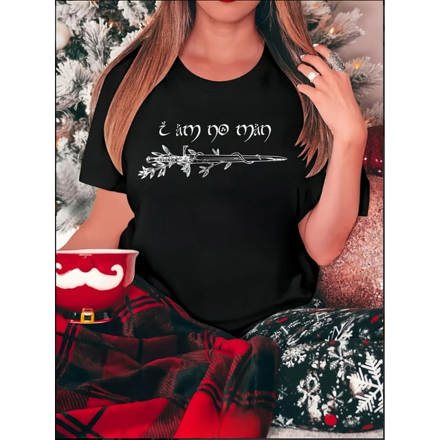 Women's Casual Chic Round Neck T-Shirt with Geometric Branch Design - Comfy Polyester Blend, Machine Washable - Perfect for Summer & Casual Attire
