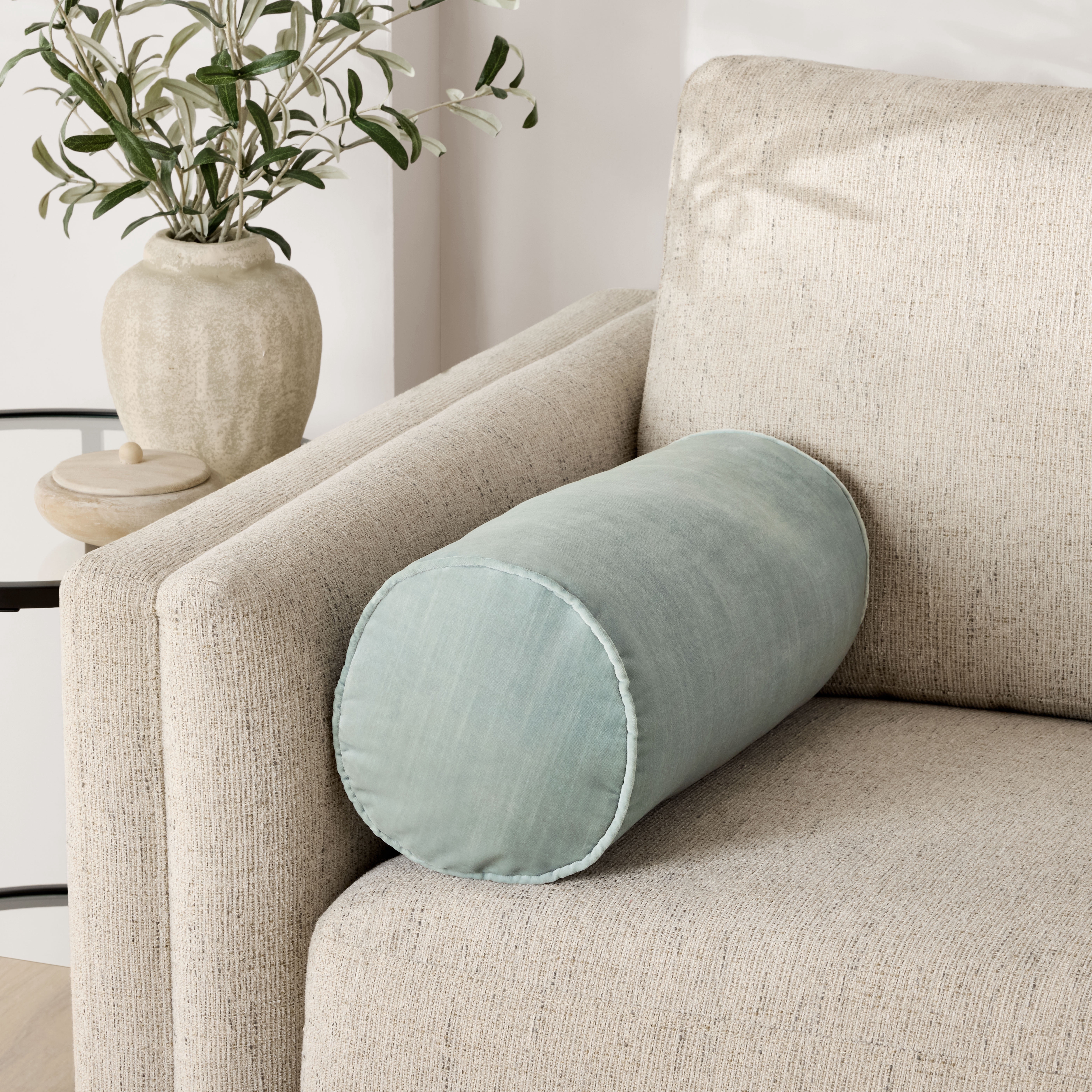 Mainstays 8" x 18" Green River Velvet Bolster Polyester Decorative Pillow