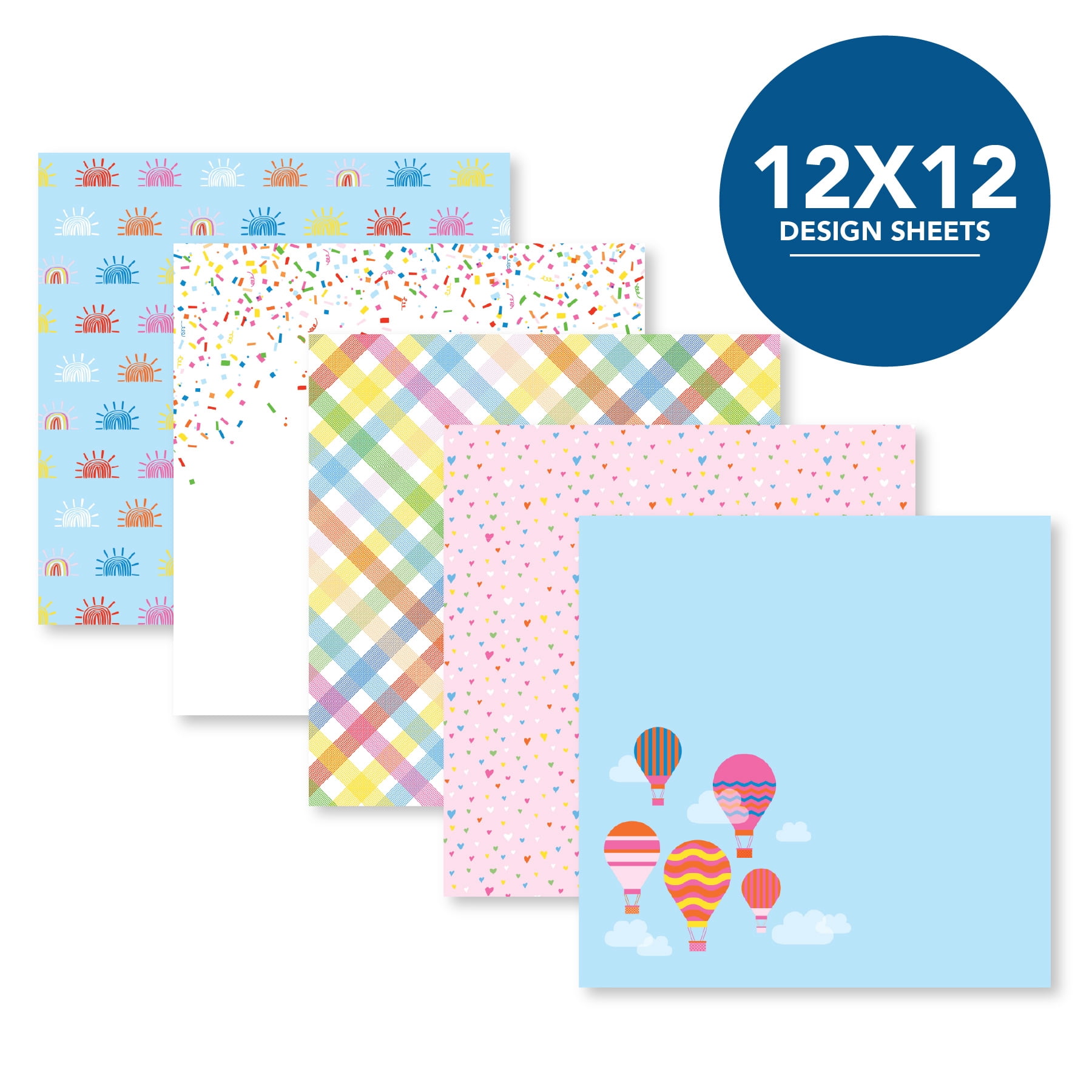 Roobee by Hello Hobby /Sunshine Paper Pad, Multicolor Scrapbook Paper, 50 Sheets, 25 Designs