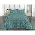 thumbnail image 2 of Ambesonne Underwater Quilted Bedspread Set 3 Pcs, Nautical Jellyfish Art, King, Almond Green and White, 2 of 4