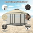 thumbnail image 3 of Gymax 11 x 11 ft Pop up Gazebo 2-Tier Patio Canopy Tent Shelter w/ Carrying Bag Brown, 3 of 6