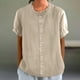 thumbnail image 2 of Blusas para mujer,Blusa de encaje con botones para mujer, cuello redondo, manga 3/4, poliéster, ideal para uso diario, sopatenor, 2 of 9