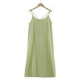 thumbnail image 2 of Arnsht Women's Basic Satin Silky Full Slip Midi Loose Dress Fashion Solid Color V-Neck Cami Adjustable Strap Wear Nightgown Dresses Green S, 2 of 9