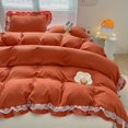 thumbnail image 2 of Ruffle Lace Polyester Duvet Cover Set -Girl Burnt Orange Bedding-3 Piece Full, 2 of 9