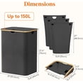 thumbnail image 5 of Lifewit 150L Laundry Basket with Lid 3 Section, Large Laundry Hamper with Bamboo Handles and Removable Laundry Bags, Clothes Hampers for Laundry for Bedroom, Bathroom, Dorm, Laundry Room, Dark Grey, 5 of 5