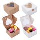 thumbnail image 1 of Cajas para cupcakes - Mini cajas de papel individuales visibles para empacar pasteles, paquete de 10, 1 of 8
