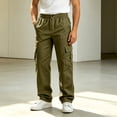 thumbnail image 2 of Cmfcve Mens Cargo Pants Button Zipper Fly Straight Leg Pants Casual Outdoor Hiking Work Trousers, 2 of 8