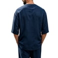 thumbnail image 6 of Mens Beach Shirts Linen 3/4 Sleeve Notch V-Neck Lightweight Breathable Summer Hawaiian Tops Fathers Gift, 6 of 6