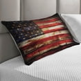 thumbnail image 2 of American Flag Quilted Pillowcover, Us over Old Rusty Tones Weathered Vintage Social Plank Art, Standard King Size Accent Pillow Cover for Bedroom, 36" x 20", Multicolor, by Ambesonne, 2 of 2