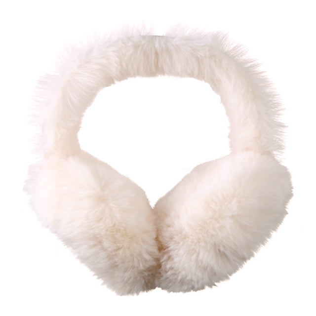 White Foldable Winter Lint Earmuffs Cold Insulation Thickened Earmuffs Outdoors Windproof Earmuffs Long Lint Hair Two Colors Soft Velvet Ear Muffs White 8.07 X 7.68 Inches