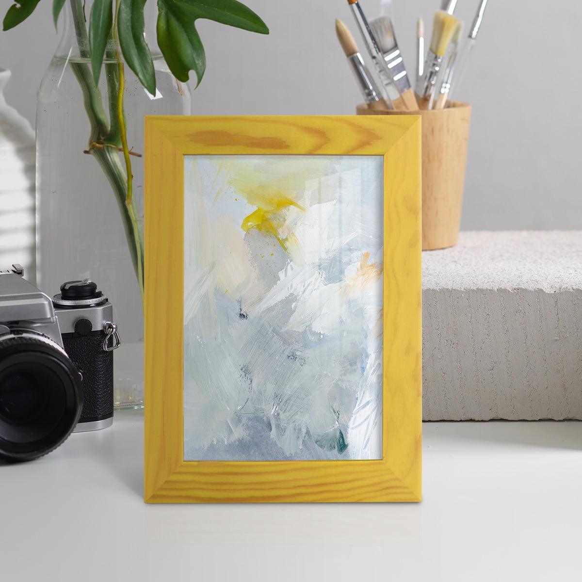 Canary and Sky II - Framed Print w/glass - Sunflower Yellow